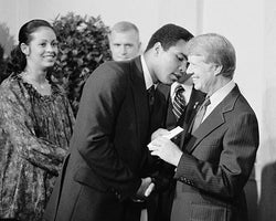 Muhammad Ali and President Jimmy Carter Washington DC 1977 by McMahan Photo Archive