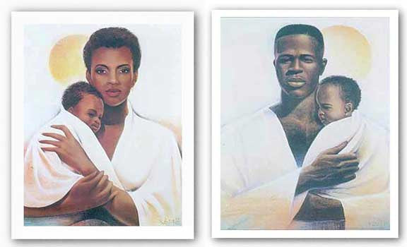 Father and Child and Mother and Child Set by Keith Mallett