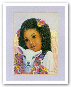 Girl Angel with Lamb by Gretchen Barker