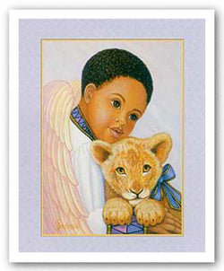 Boy Angel with Lion Cub by Gretchen Barker
